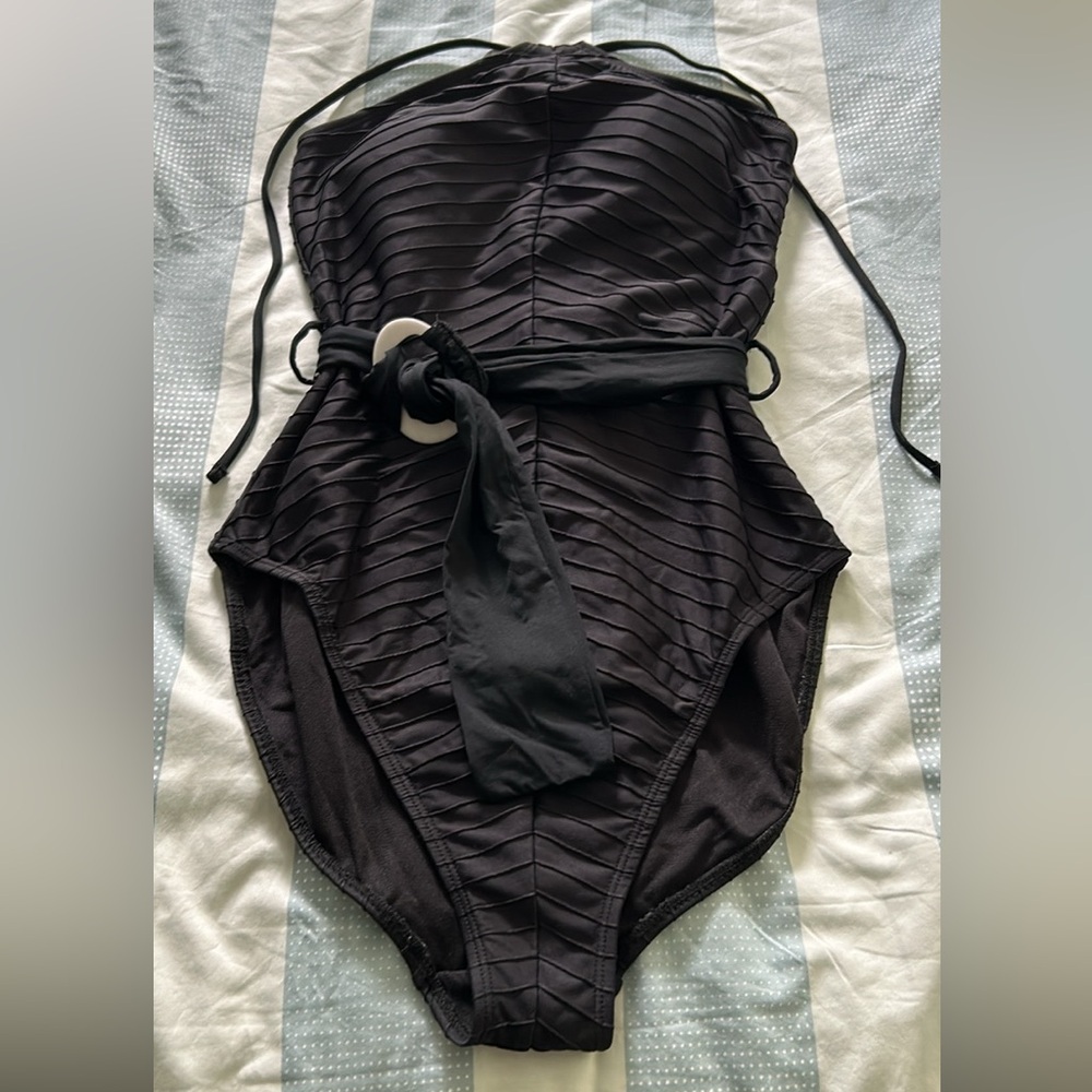 Black One-Piece Halter Bathing Suit Medium